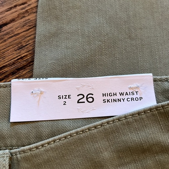NWT Loft Olive Green High Waist Skinny Crop Frayed Hem Jeans.  Size 26 - Picture 6 of 7